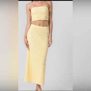 Yellow Maxi Pencil Dress Set for Night Out